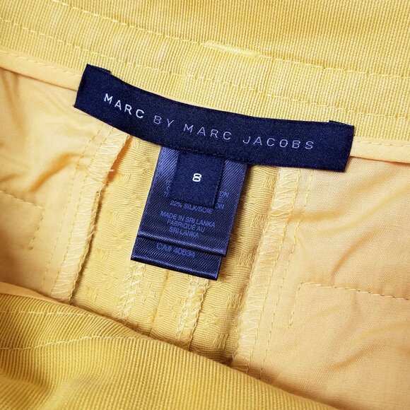 Marc by Marc Jacobs Yellow Belted Button Front Cargo Pockets Skirt 8 100% Cotton - Picture 6 of 16